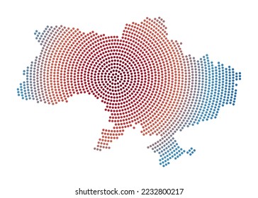 Ukraine dotted map. Digital style shape of Ukraine. Tech icon of the country with gradiented dots. Powerful vector illustration.