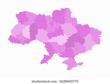 Ucrânia mapa pontilhado. Mapa de estilo digital do país sobre fundo branco. Forma de Ucrânia com pontos circulares. Estilo de pontos coloridos. Círculos de tamanho pequeno. Ilustração vetorial com estilo.