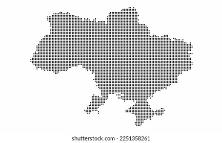 Ukraine dotted map with grunge texture in dot style. Abstract vector illustration of a country map with halftone effect for infographic. 