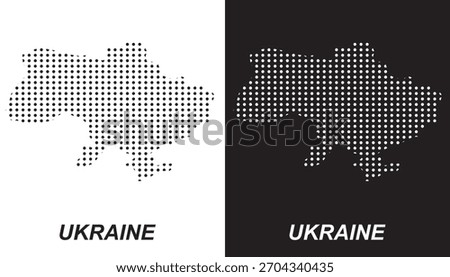 Ukraine Dotted Map, Halftone Style Modern Digital Outline of European Country Vector EPS