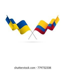 Ukraine and Ecuador flags crossed. Vector illustration.