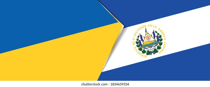 Ukraine and El Salvador flags, two vector flags symbol of relationship or confrontation.