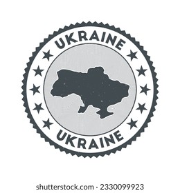 Ukraine emblem. Country round stamp with shape of Ukraine, isolines and round text. Amazing badge. Cool vector illustration.