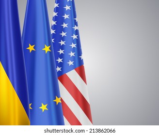 Ukraine EU USA flags