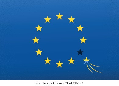 Ukraine eurointegration vector illustration, Ukraine EU candidate status, UA progress to join the European Union, EU flag with an empty place for the star in Ukrainian national colors