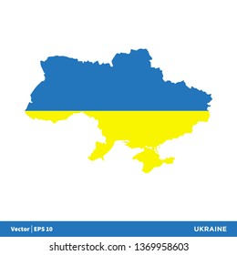 Ukraine - Europe Countries Map and Flag Vector Icon Template Illustration Design. Vector EPS 10.