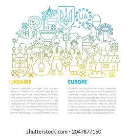 Ukraine Europe Line Template. Vector Illustration of Outline Design.