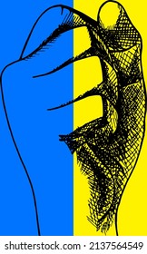 Antecedentes de la bandera de Ucrania dibujando mano alzada. Símbolo de lucha y protesta. Color azul y amarillo. Concepto de resistencia de Ucrania.