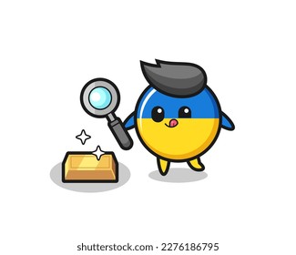 ukraine Flagge Zeichen ist die Überprüfung der Echtheit des Goldbullion , süße Stil Design für T-Shirt, Aufkleber, Logo Element
