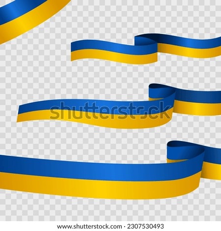 Ukraine flag banner ribbon vector illustration on transparent background isolated. Set of ribbons Glory to Ukraine