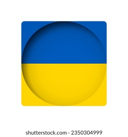 Ukraine-Flagge - hinter dem zerschnittenen Kreissenpapier-Loch mit Innenschatten.