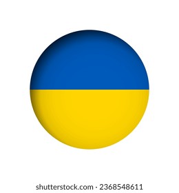 Bandera de Ucrania - detrás del agujero de papel circular con sombra interior.