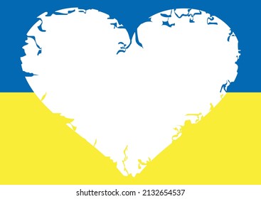 Ukraine flag. Broken heart Vector Illustration