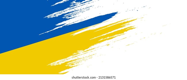 Ukraine Flag with Brush Concept. Flag of Ukraine in Grunge Style. Pray for Ukraine. Hand Painted Brush Flag of Ukraine Country