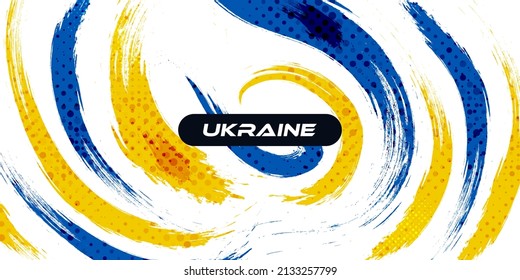 Ukraine Flag with Brush Concept. Flag of Ukraine in Grunge and Halftone Style