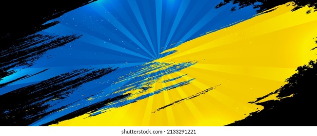 Ukraine Flag with Brush Concept. Flag of Ukraine in Grunge Style