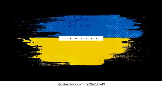 Ukraine Flag with Brush Concept. Flag of Ukraine in Grunge Style. Pray for Ukraine. Hand Painted Brush Flag of Ukraine Country