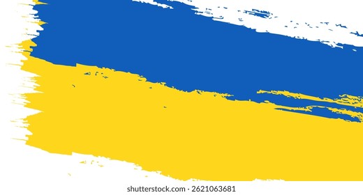 Ukraine Flag with Brush Concept. Flag of Ukraine in Grunge Style. Pray for Ukraine. Hand Painted Brush Flag of Ukraine Country