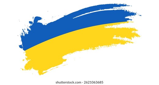 Ukraine Flag with Brush Concept. Flag of Ukraine in Grunge Style. Pray for Ukraine. Hand Painted Brush Flag of Ukraine Country