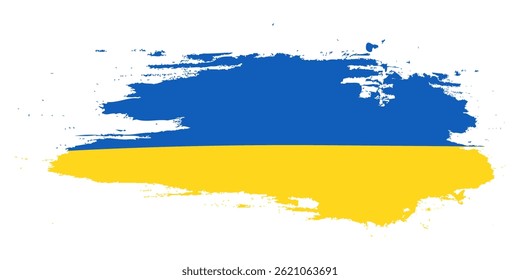Ukraine Flag with Brush Concept. Flag of Ukraine in Grunge Style. Pray for Ukraine. Hand Painted Brush Flag of Ukraine Country