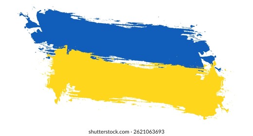Ukraine Flag with Brush Concept. Flag of Ukraine in Grunge Style. Pray for Ukraine. Hand Painted Brush Flag of Ukraine Country