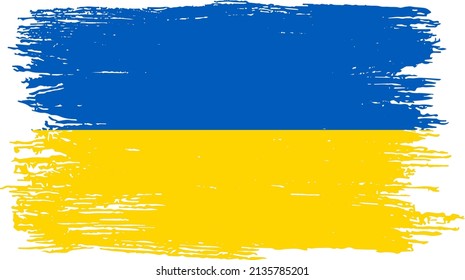 Ukraine flag brush paint textured isolated  on png or transparent background,Symbol of Ukraine ,template for banner,promote, design, and business matching country poster, vector illustration