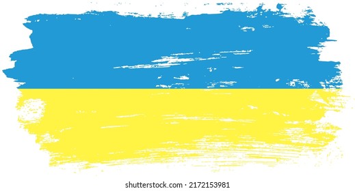 Ukraine flag brush paint vector illustration, Ukrainian blue and yellow flag, watercolor paintbrush 