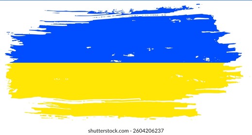 Ukraine flag brush paint vector illustration, Ukrainian blue and yellow flag, watercolor paintbrush 