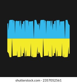 Ukraine flag with brush stroke vector Illustration