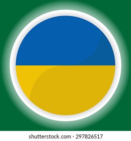 Ukraine Flag button on green background