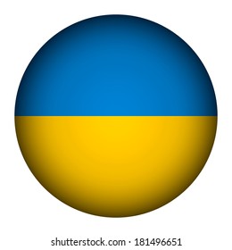 Ukraine flag button on a white background. Vector illustration.