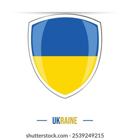 UKRAINE flag button shield 3d glossy, shining vector illustration isolated on white background for independence day 24 August, banners, flyers, bundle and online, offline usage.