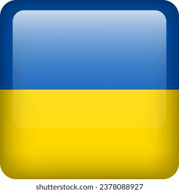 Ukraine flag button. Square emblem of Ukraine. Vector Ukrainian flag, symbol. Colors and proportion correctly.