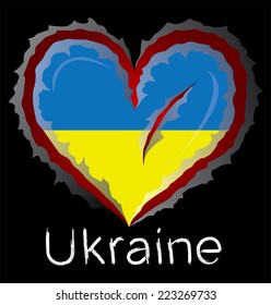 Ukraine flag with in claw scratches 