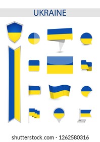 Ukraine Flag Collection. Flat flags vector illustration.