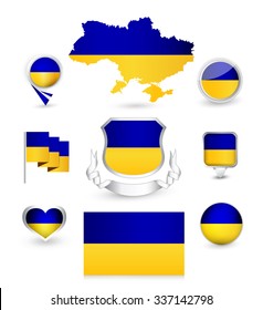 Ukraine Flag Collection. Vector icon set.