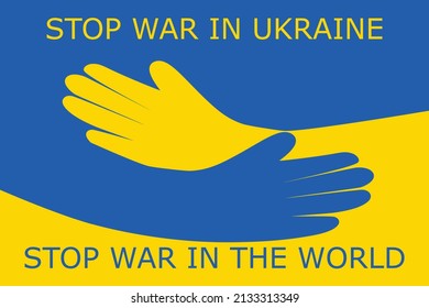 Ukraine flag colors with stop war message