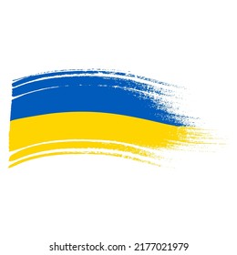 Die Ukraine Fahne färbt Tinte Vektorpinselstrich. Vektorgrafik mit Pinsel. Grunge künstlerisch gezeichnete Farbtexturbanner und Design-Element einzeln auf weißem Hintergrund.