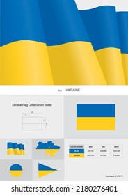 ukraine flag construction sheet vector