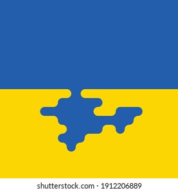 Ukraine flag with Crimea pinensula illustration