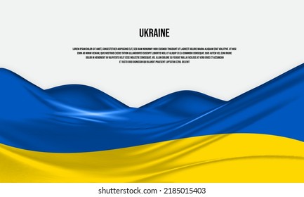 Ukraine flag design. Waving Ukrainian flag made of satin or silk fabric. Vector Illustration.