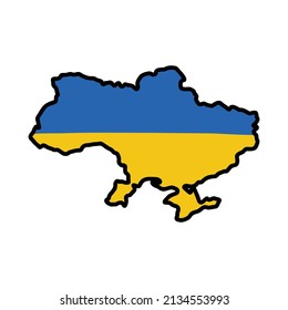 Ukraine with Ukraine flag doodle icon, vector illustration