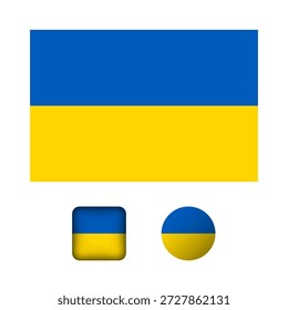 Ukraine Flag Flat Icons Collection