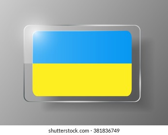 Ukraine Flag Glossy Button. Vector illustration.