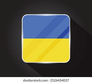 Ilustración de icono cuadrado brillante de bandera de Ucrania 