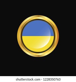 Ukraine flag Golden button