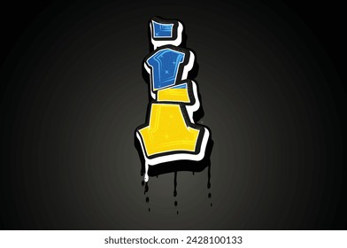 Ukraine Flag I Hand Lettering Graffiti alphabet vector template