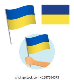 Ukraine flag in hand. Patriotic background. National flag of Ukraine vector illustration