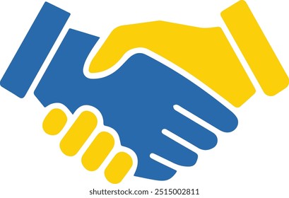 Bandeira da Ucrânia em forma de aperto de mão. Design de símbolo nacional ucraniano