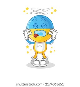 the ukraine flag head dizzy head mascot. cartoon vector